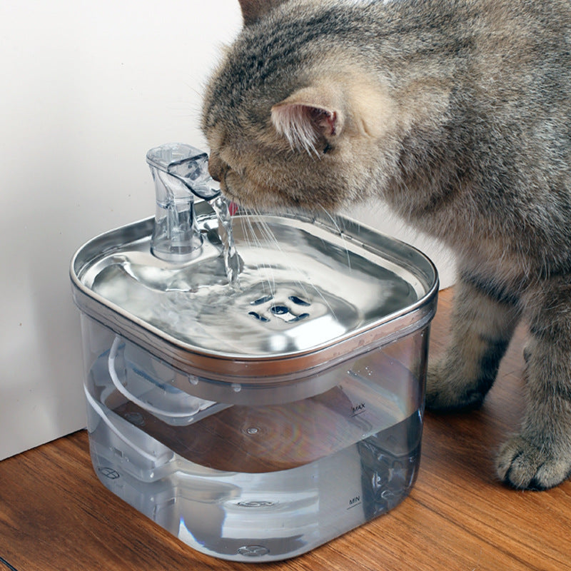 Fontaine à eau automatique en acier inoxydable pour animaux de compagnie, chat, chien, fontaine intelligente, accessoires pour animaux de compagnie
