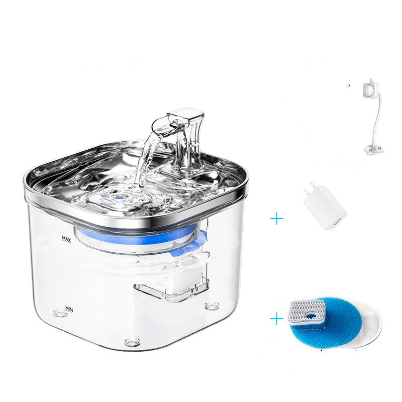 Fontaine à eau automatique en acier inoxydable pour animaux de compagnie, chat, chien, fontaine intelligente, accessoires pour animaux de compagnie